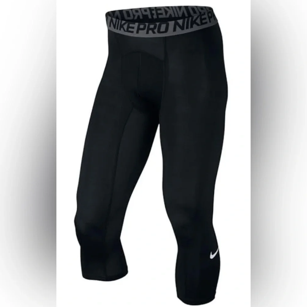 NWT [Nike] Base Layer Compression Under Athletic Black 3/4 Leggings Men’s Small - Picture 2 of 6
